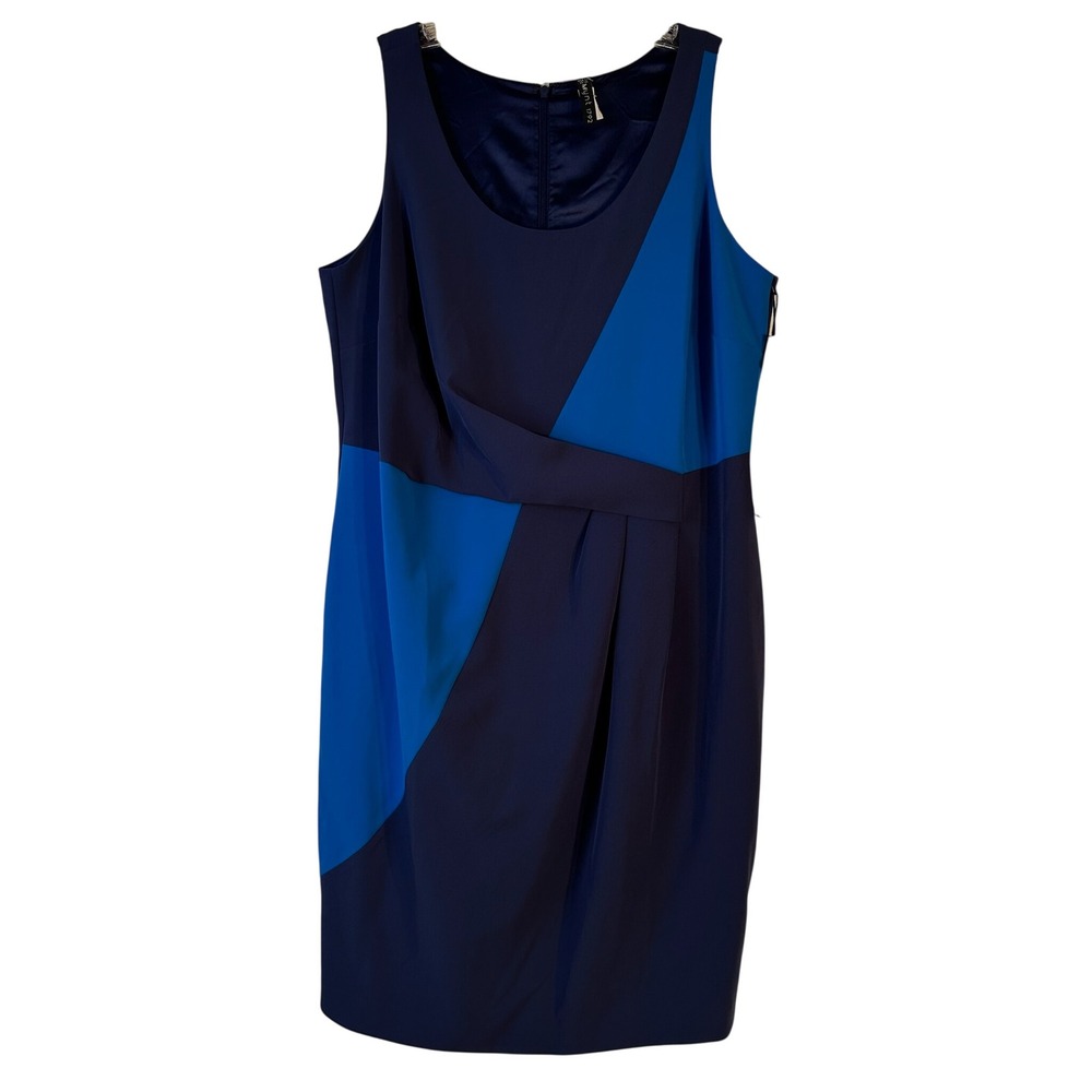 Mynt 1792 Patriot Blue Colorblock Box‎ Pleat Sheath Dress Plus Size 14W NWT
